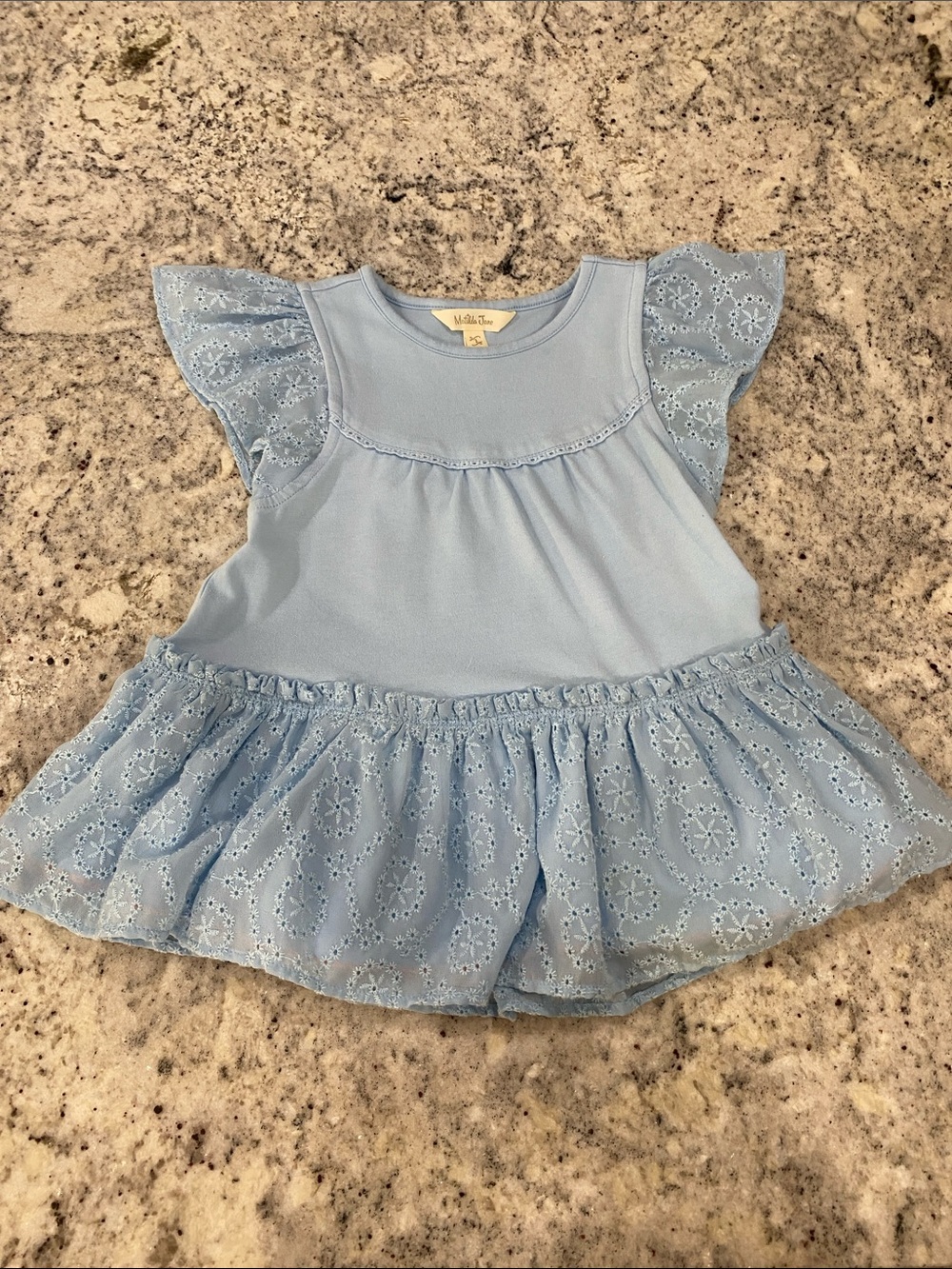 Matilda Jane Light Blue Eyelet Flutter Sleeve Dress